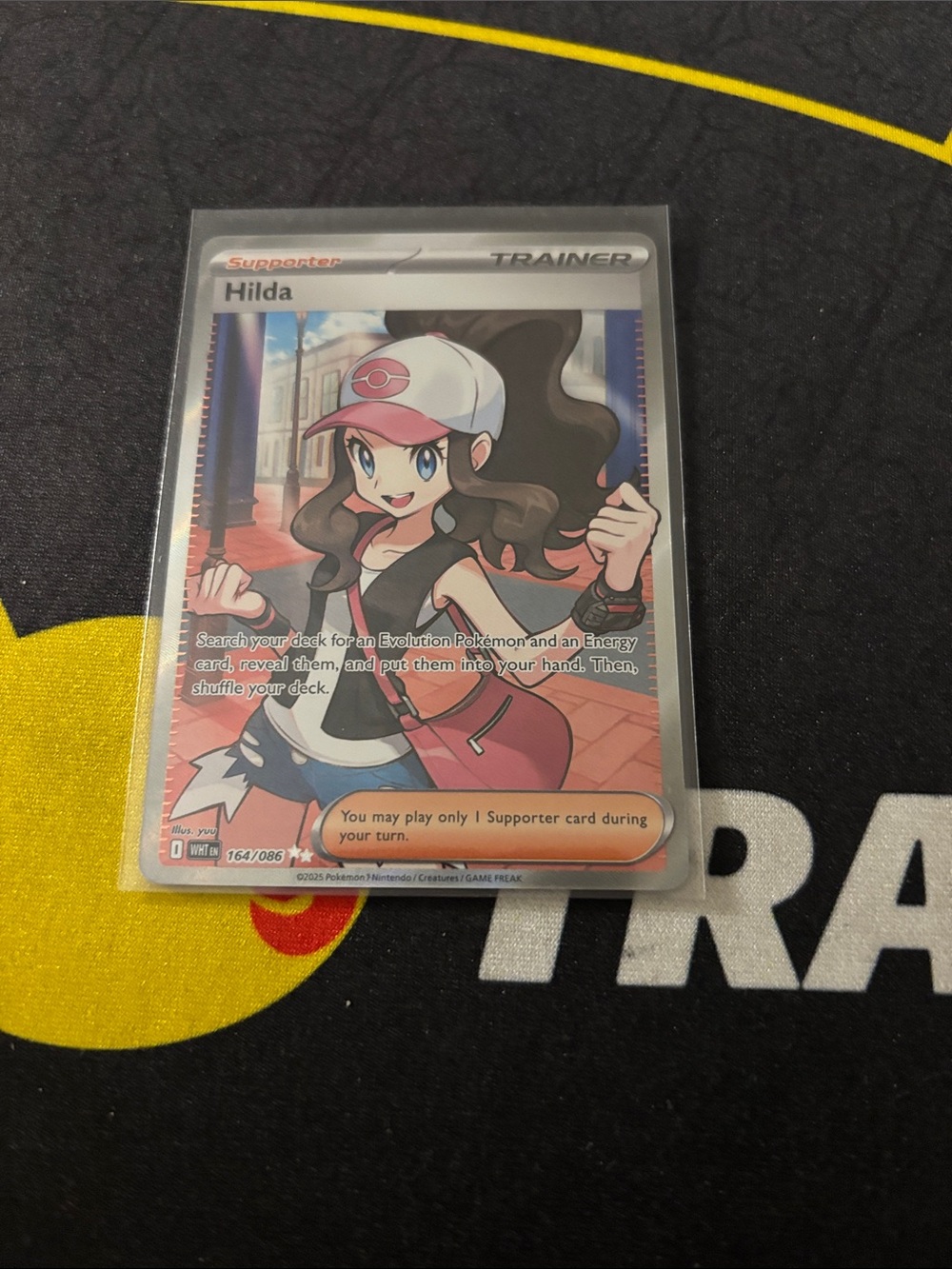 Pokemon Hilda Trainer Card — White, Pink, Black, Red